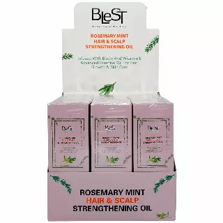 Blest Rosemery Mint Hair & Scalp Strengthening Oil - Wholesale Display 12 Units (BH721)