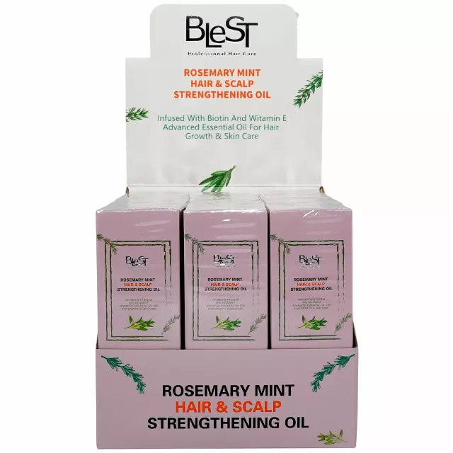 Blest Rosemery Mint Hair & Scalp Strengthening Oil - Wholesale Display 12 Units (BH721)
