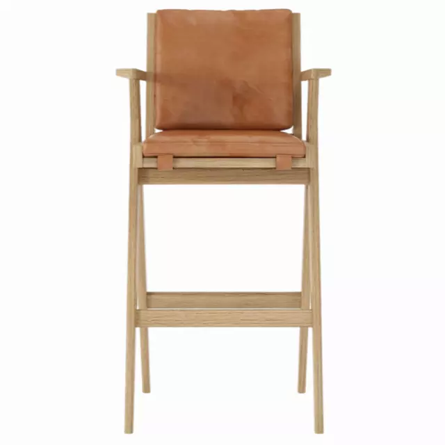 Tribute Barstool by KARPENTER · 10 · tan cognac leather