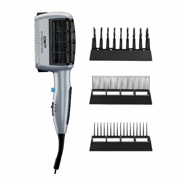 Conair 3-in-1 Styling Hair Dryer, 1875W Blow Dryer with 3 Styling Attachments to Detangle, Straighten, and Volumize, Ionic Technology, Dual Voltage