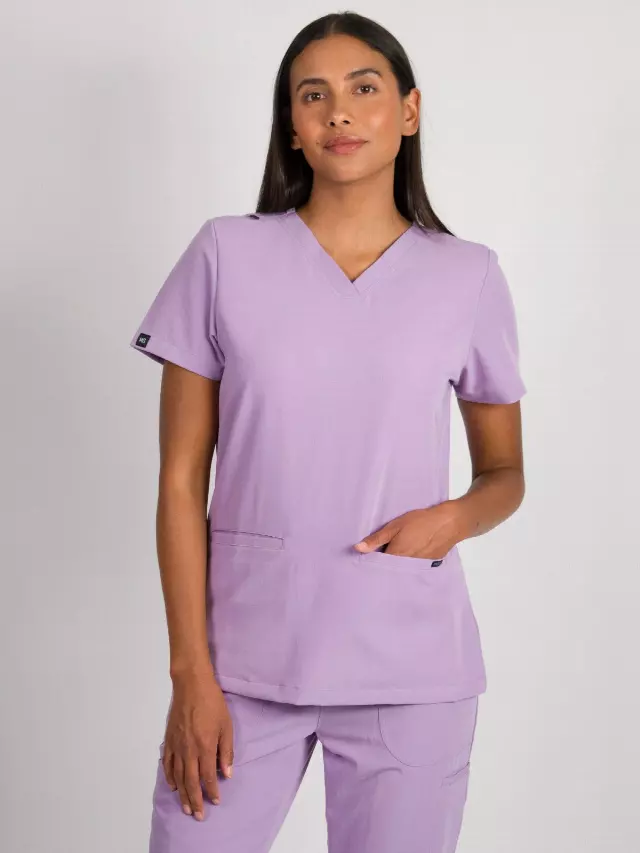 Sofia | Slim 3 Pocket Scrubs Top — Lavender / S
