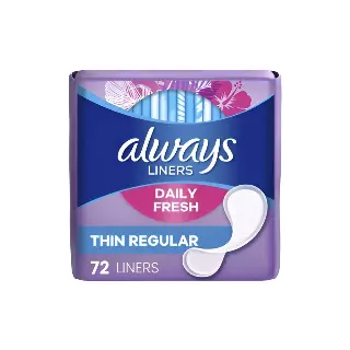 Always Thin Daily Liners, Regular, Scented – 72ct (Pack of 12)