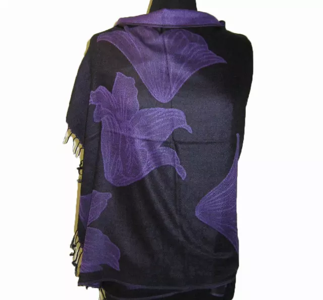 1909 Floral Pattern Pashmina — Purple