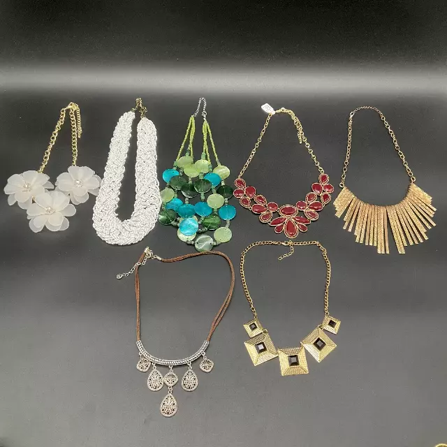 Fashion Statement Jewelry Lot 7 Necklaces Bib Bohemian Beaded Floral