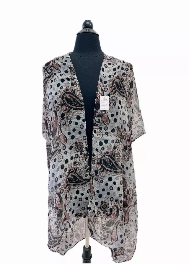 CH03 Paisley Pattern Spring Kimono — Black