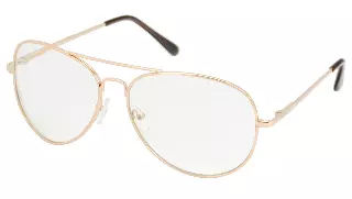 Retro Pilot-Style Eyewear with Clear Lenses and and Sleek Gold Metallic Finish J0791C-Gold