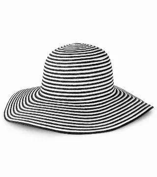 Magid Striped Straw Floppy Hat — BLACK/WHITE