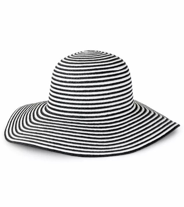 Magid Striped Straw Floppy Hat — BLACK/WHITE