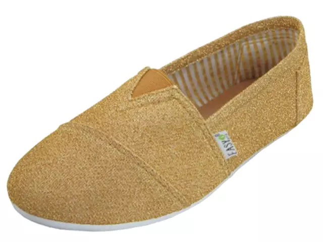 S308L - Women's "Easy USA" Slip-on Casual Canvas Shoes — Gold (S308L-Gold) / 6-11 Assorted