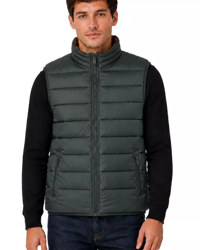 Men's Reversible Puffer Vest #V15 — Green/Camel / S-M-L-XL-2XL