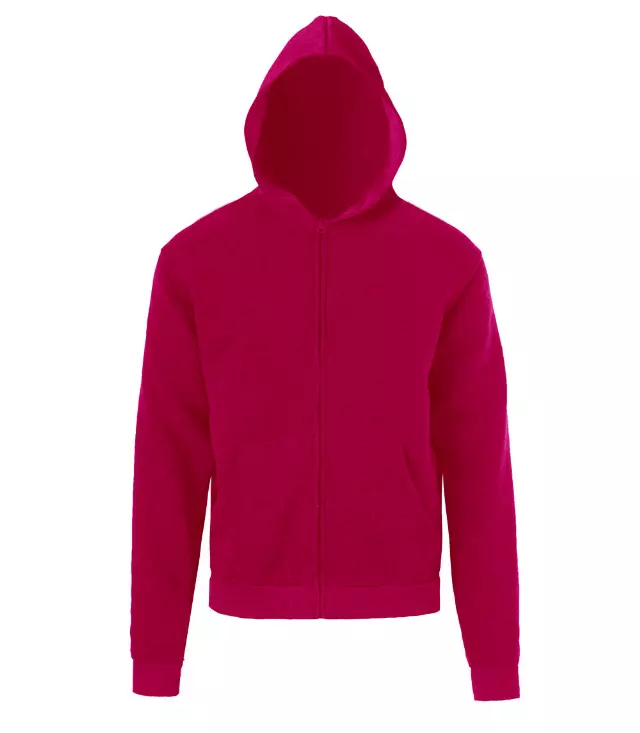 Ladies S-XL Zip Front Fleece Hoodie Jacket Fuchsia - 0207809
