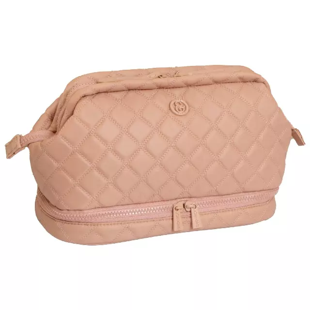 Joan & David Diamond Quilted Puffer Sport Nylon Cosmetic Bag — 038-BLUSH