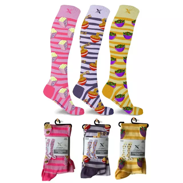Food Love Knee High Compression Socks - 3 ASST STYLES — Small/Medium