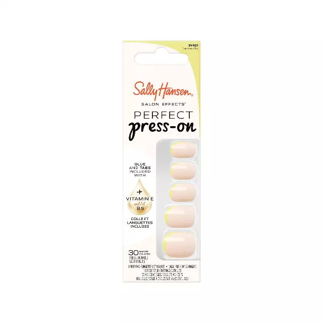 Sally Hansen Salon Effects Perfect Press-On Nails | Sq-oval Shape | Easy to Apply, Non-Damaging | 30 Nails, Nail Glue, Adhesive Tabs, File | Serves Up