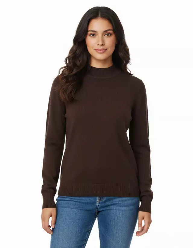 Mock Neck Sweater — Brown / S/M-L/XL