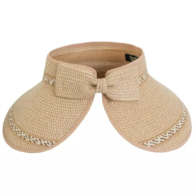 Magid Straw Two Tone Striped Color Block Roll Up Visor · SKU HA-5980S-TOAST