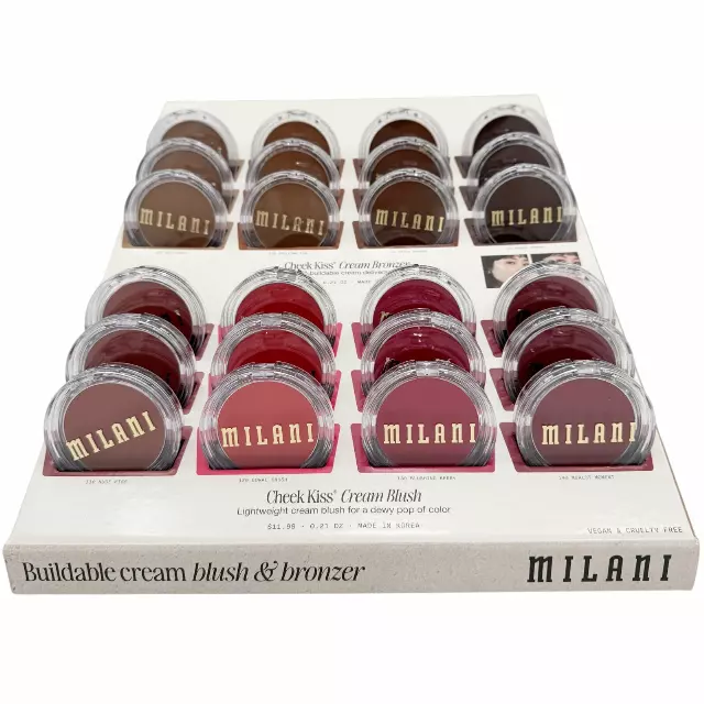 Milani Cheek Kiss Cream Bronzer & Blush - Wholesale Display 24 Units (CHEEK KISS)