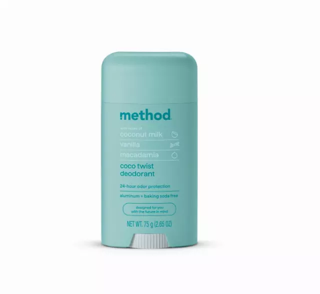 Method Deodorant, Coco Twist, Coconut Milk, Avocado + Macadamia Oil notes, 24 Hour Odor Protection, 2.65 oz