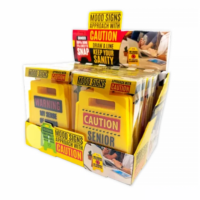 3D Standing Mood Caution Sign Assortment - 12 Pieces Per Retail Ready Display 26540