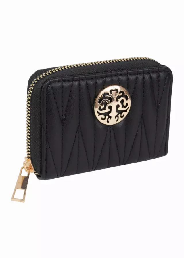 Rebecca & Rifka Smooth Abstract Quilt Medallion Zip Accordion Wallet