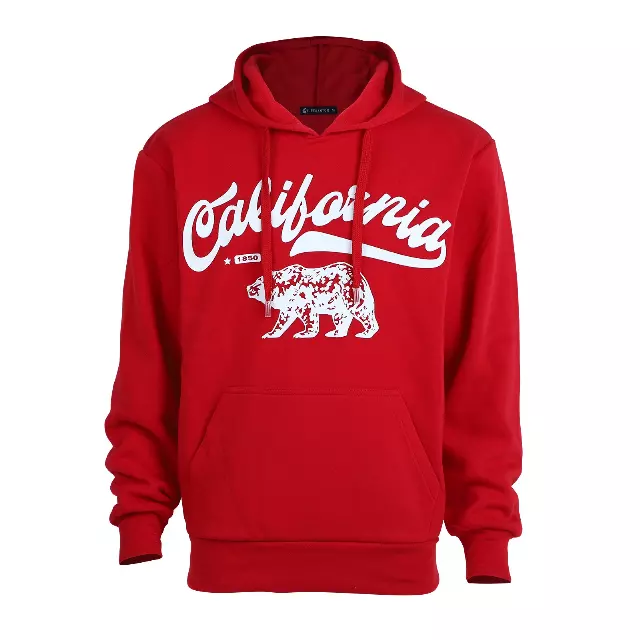 Men’s Pullover Fleece Hoodie with Drawcords and Kangaroo Pockets – CALIFORNIA - Style #MFJ172-1 -$8.50/Unit - 24 PCS/CS - PLEASE SEE DESCRIPTION — Red