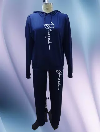 22124 -2 pcs Blessed Jogging Suit -Lots of Colors Available- $30.00 Set (3 pcs per pack) — Plus - 1X 2X 3X / Navy