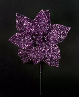 XP1013pp – 6” Fancy sparkle poinsettia pick “dz”