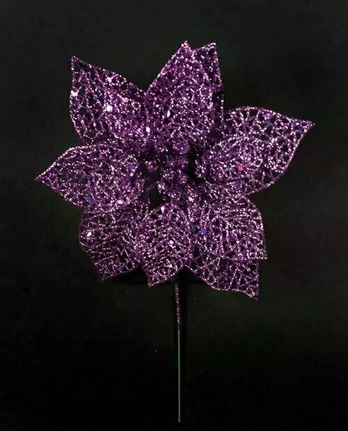 XP1013pp – 6” Fancy sparkle poinsettia pick “dz”