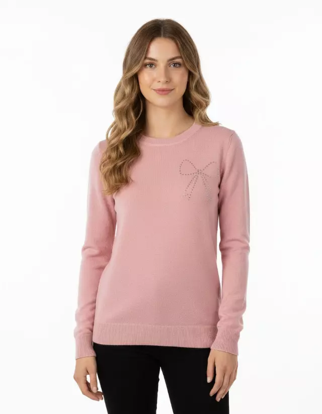 Crewneck Bow Sweater — Mauve / S/M-L/XL