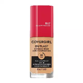 Covergirl Outlast Extreme Wear 3-in-1 Full Coverage Liquid Foundation, SPF 18 Sunscreen, Golden Natural, 1 Fl. Oz.
