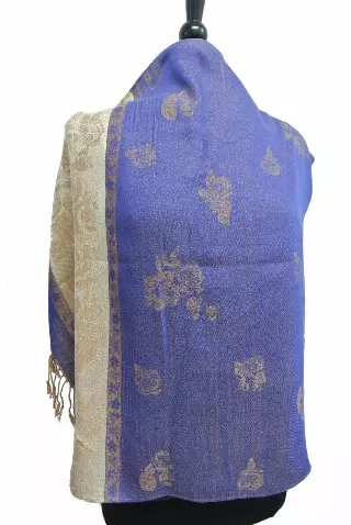 IN102 Pattern Pashmina — Royal Blue