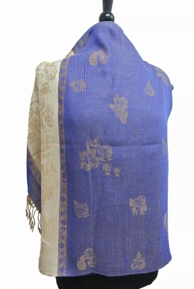 IN102 Pattern Pashmina — Royal Blue