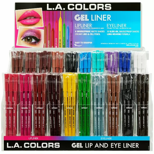 L.A. Colors Gel Lip And Eye Liner - Wholesale Display 180 Units (CAD469)