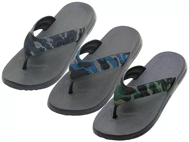 M7716 - Wholesale Men's " Wave " Camo. Sport Shower Thongs
