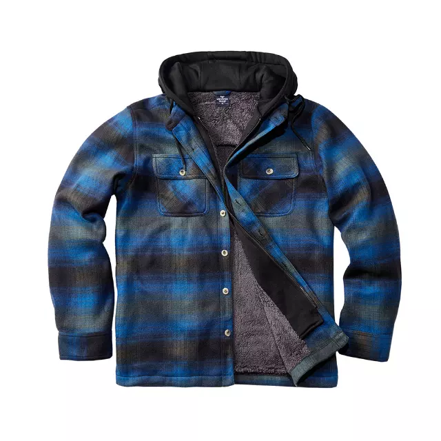 Men’s Berber Lined Plaid Jacket - Style #MFJ170 -$15.50/Unit - 12 PCS/CS - PLEASE SEE DESCRIPTION — Deep Blue Black