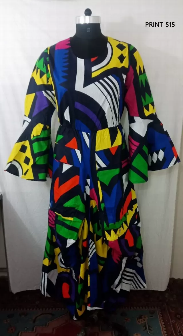 7561 - ON SALE!!! Full Bell Sleeve Dress - $15.00 Each — Free Size / Print-515
