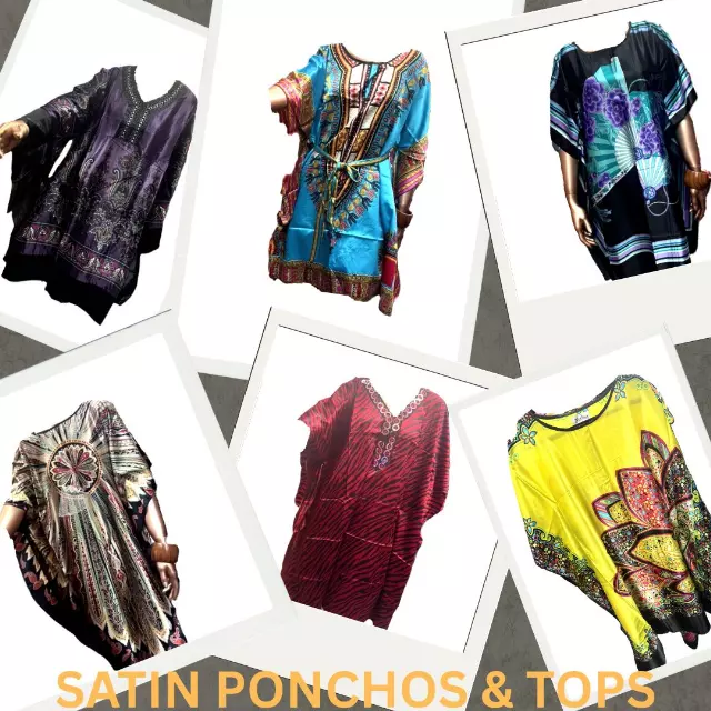 Mystery Box of Satin Ponchos & Tops - Free Size (12 Pcs) Only for $60 - $5 EACH