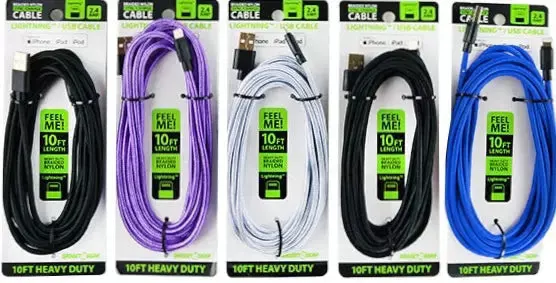 Charging Cable Wing Rack Assortment 10FT - 10 Pieces Per Pack 88395