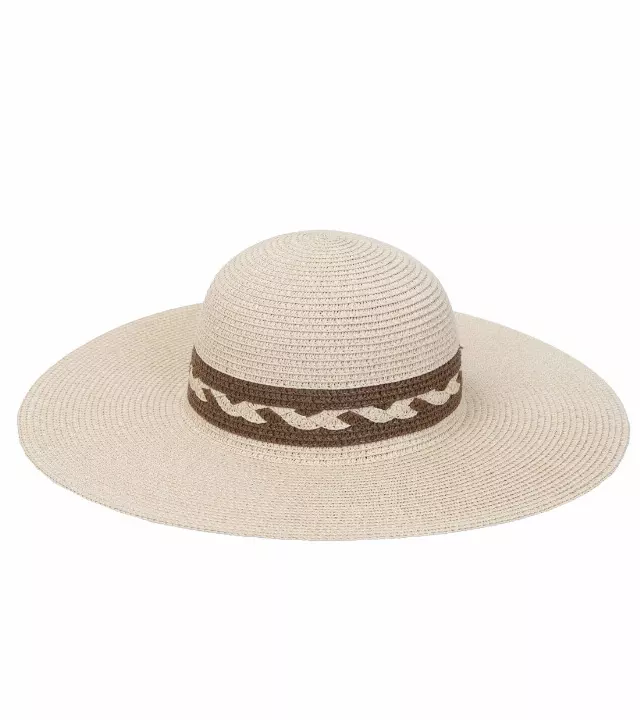 Max Studio Straw Braided Crown Floppy Sun Hat — NATURAL