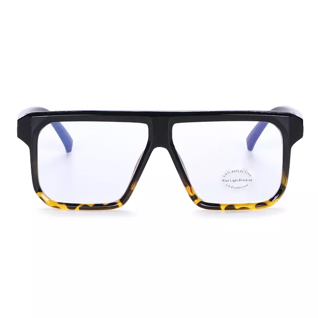 Oversized Flat Top Blue Light Blocking Glasses with Tortoise Fade Accents P10989-BLB