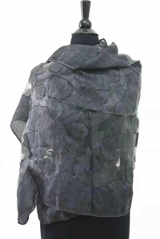 BF710 Floral Spring Scarf — Black