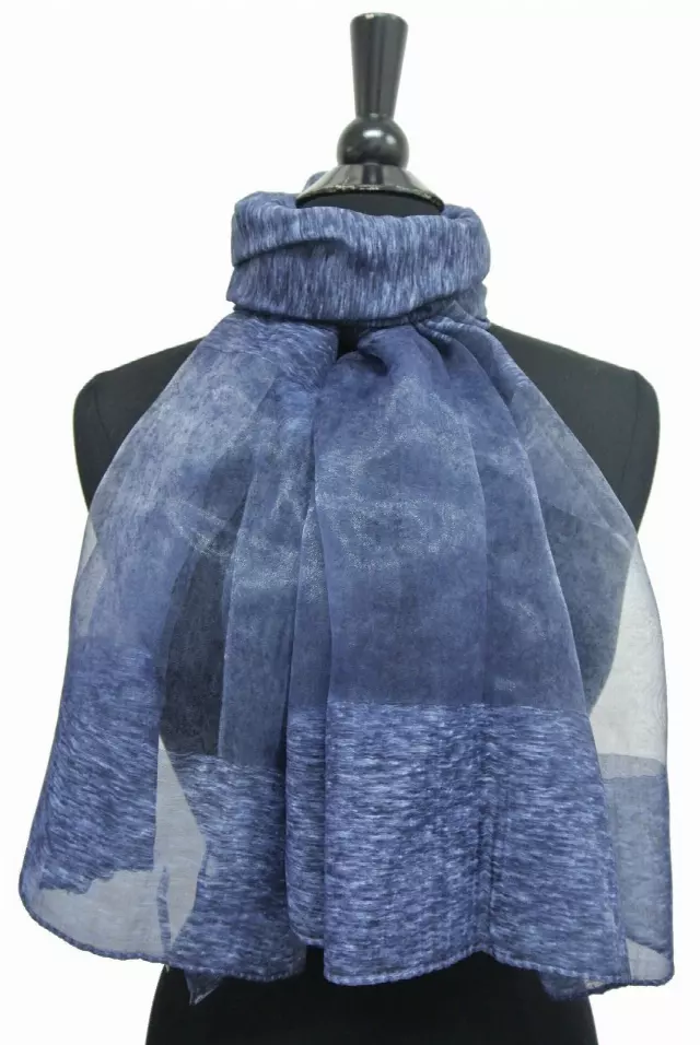 SH101 Sheer Solid Color Spring Scarf — Navy