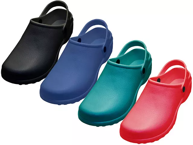 S2390L - Women's "Sport" Close Toe Rubber Nurses Clogs — Assorted - Black, Navy Dark Green & Red (S2390L-D) / 6-11 Assorted