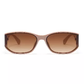 Women's Rectangular Sunglasses with Gold Hinge Detail and Thick Temples P11136