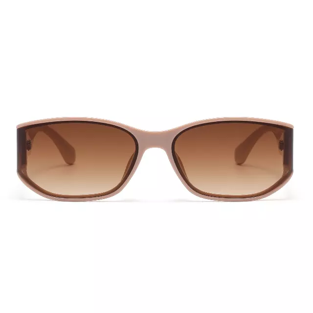 Women's Rectangular Sunglasses with Gold Hinge Detail and Thick Temples P11136