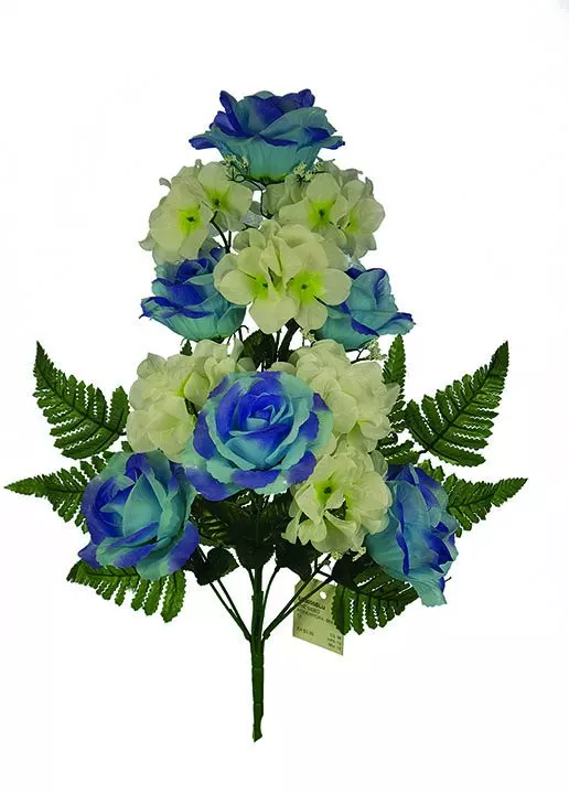 SB3005BLU – 18″ One Sided Open Rose / Hydrangea Mix x12-“each” (Min 12)