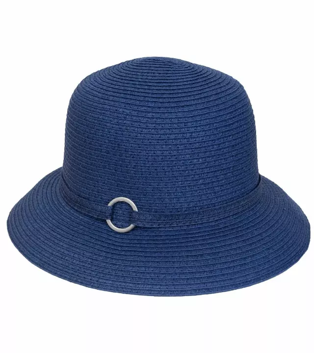 Magid Straw Metal Ring Bucket Sun Hat — NAVY