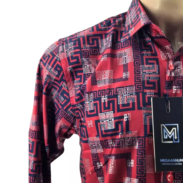 Megaannum - Men’s Printed Button-Down Shirt – Regular Fit Full Sleeve Casual Shirt