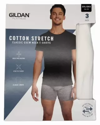 #0M-301-G Men’s Gildan Crew T-Shirt -$4.00 Per 3 Pair Pack (2 Packs)