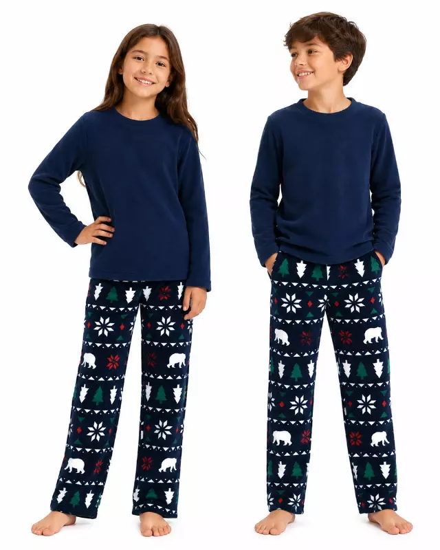 Kids Matching Family Pajama Set #117 — Navy Christmas / Kids' (6-8-10-12-14-16)
